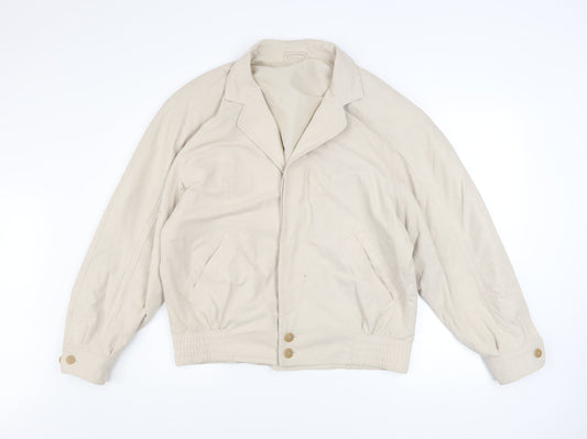 Austin Reed Men’s Beige Polyester Bomber Jacket Size 40R Vintage
