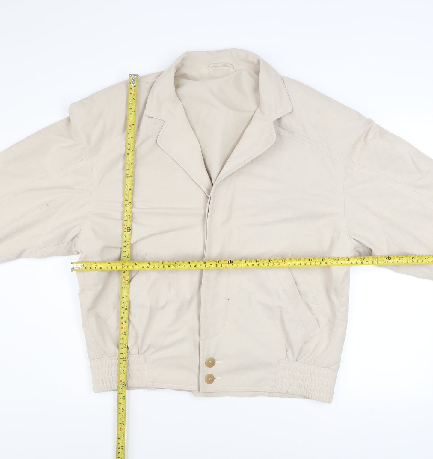 Austin Reed Men’s Beige Polyester Bomber Jacket Size 40R Vintage