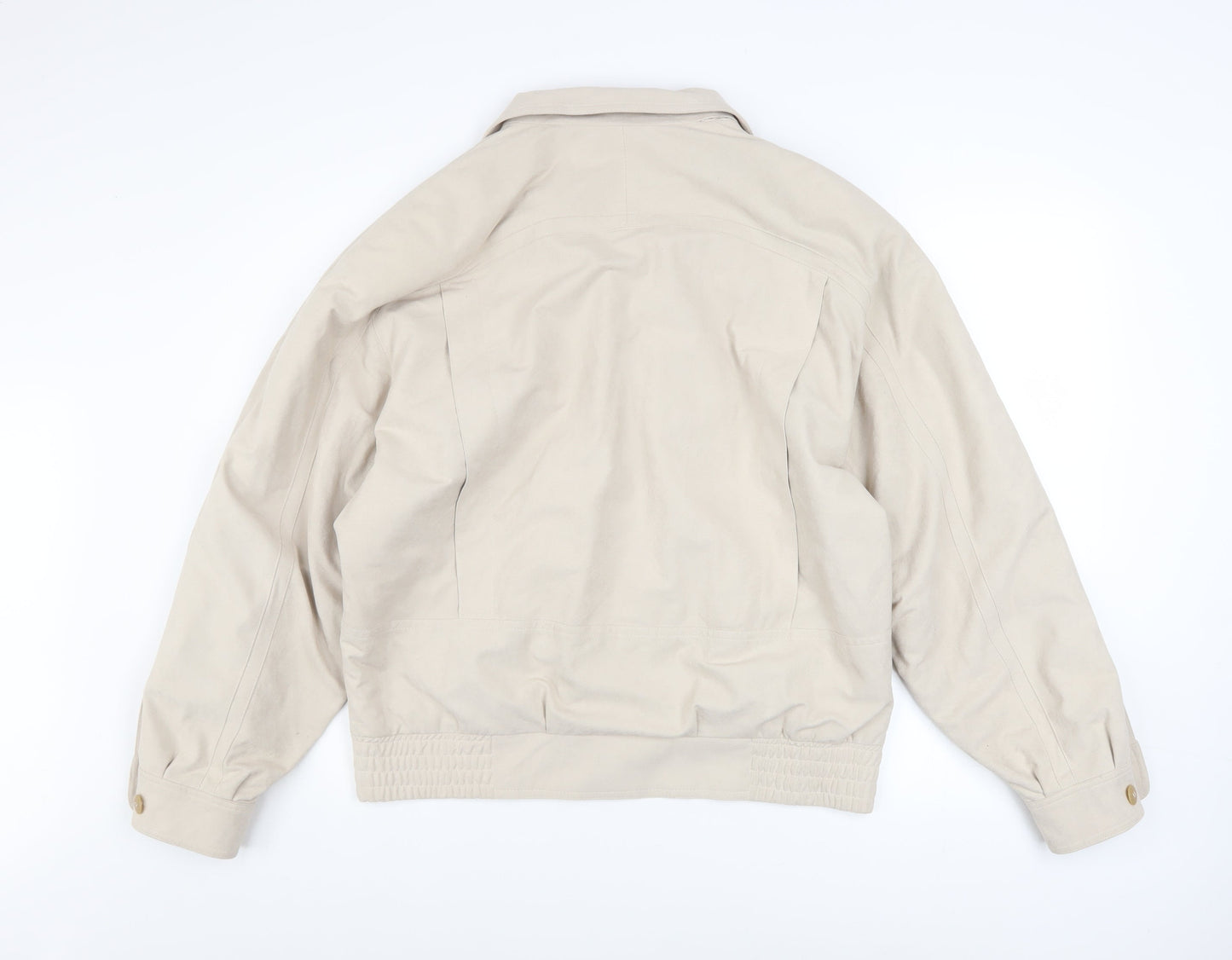 Austin Reed Men’s Beige Polyester Bomber Jacket Size 40R Vintage