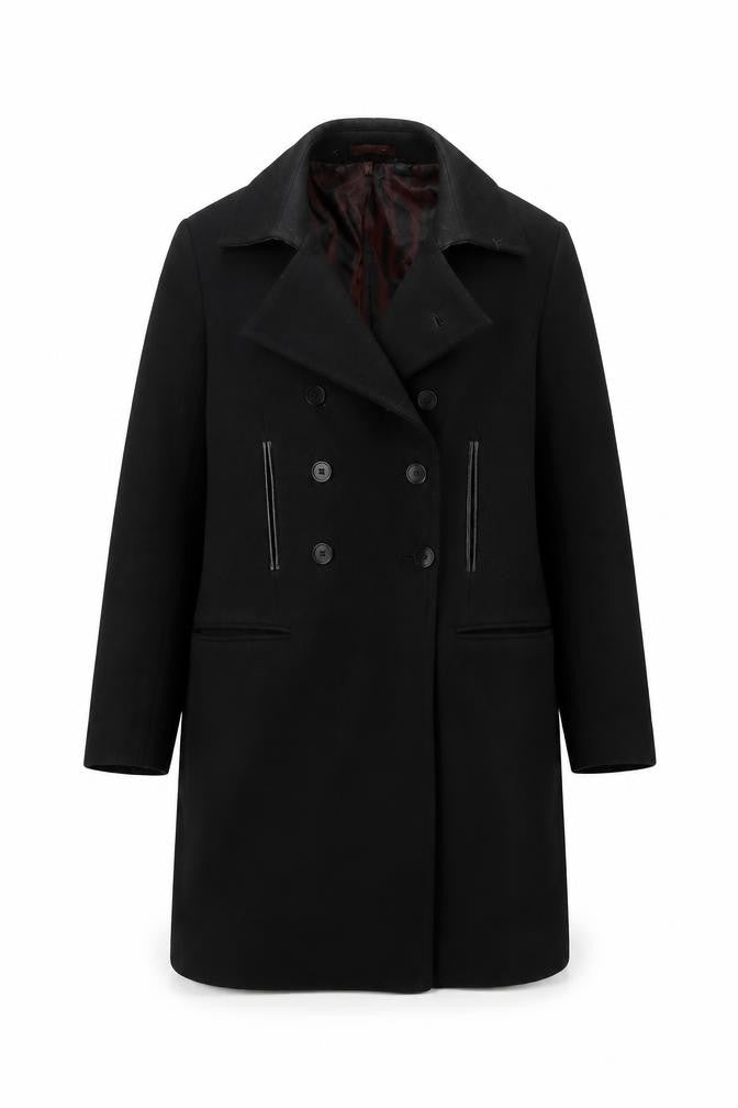 Zara Men's Black Wool Blend Overcoat in Size M Classic Style