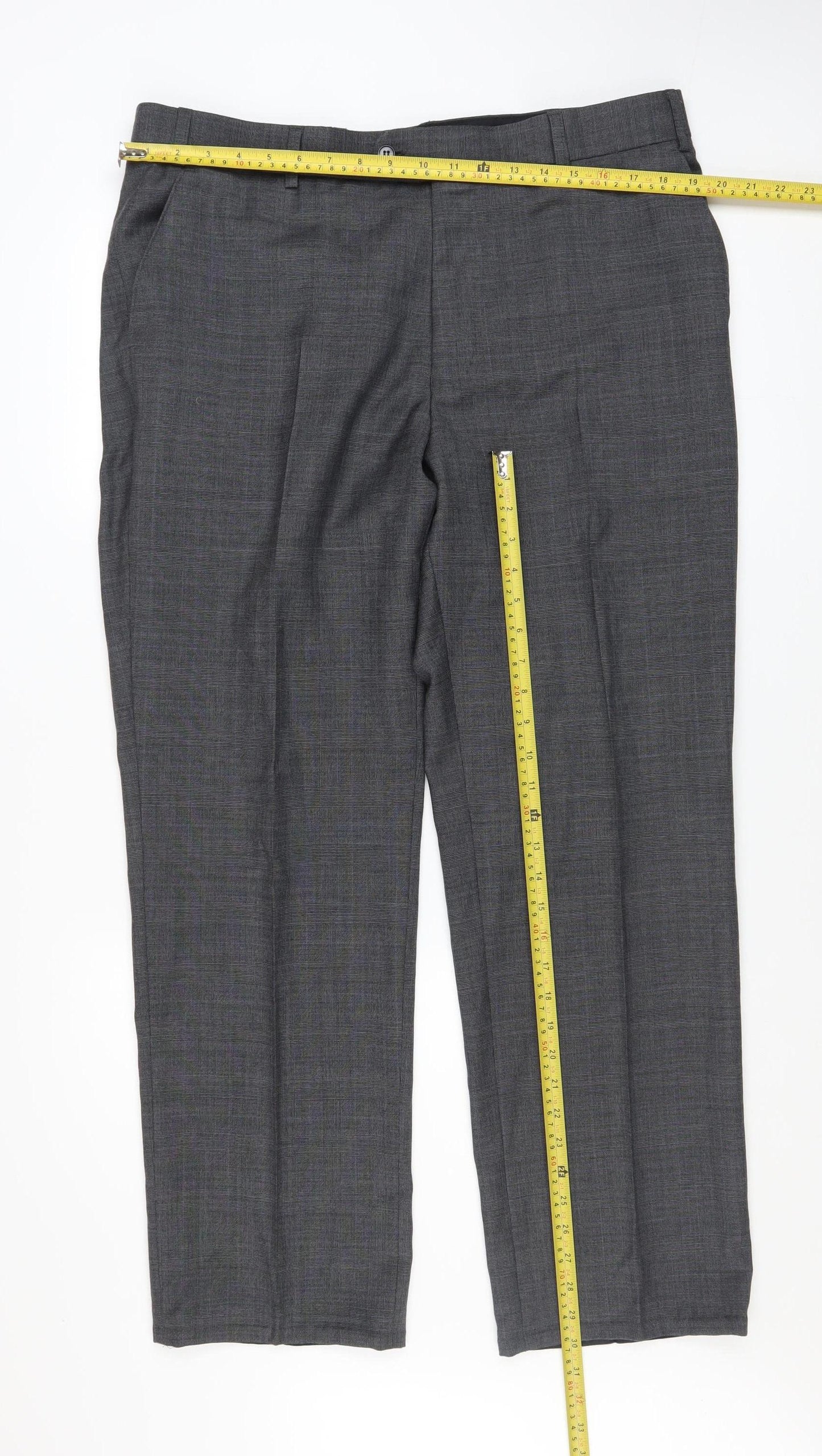Karl Jackson Men's Grey Wool Regular Fit Dress Trousers 38in Waist