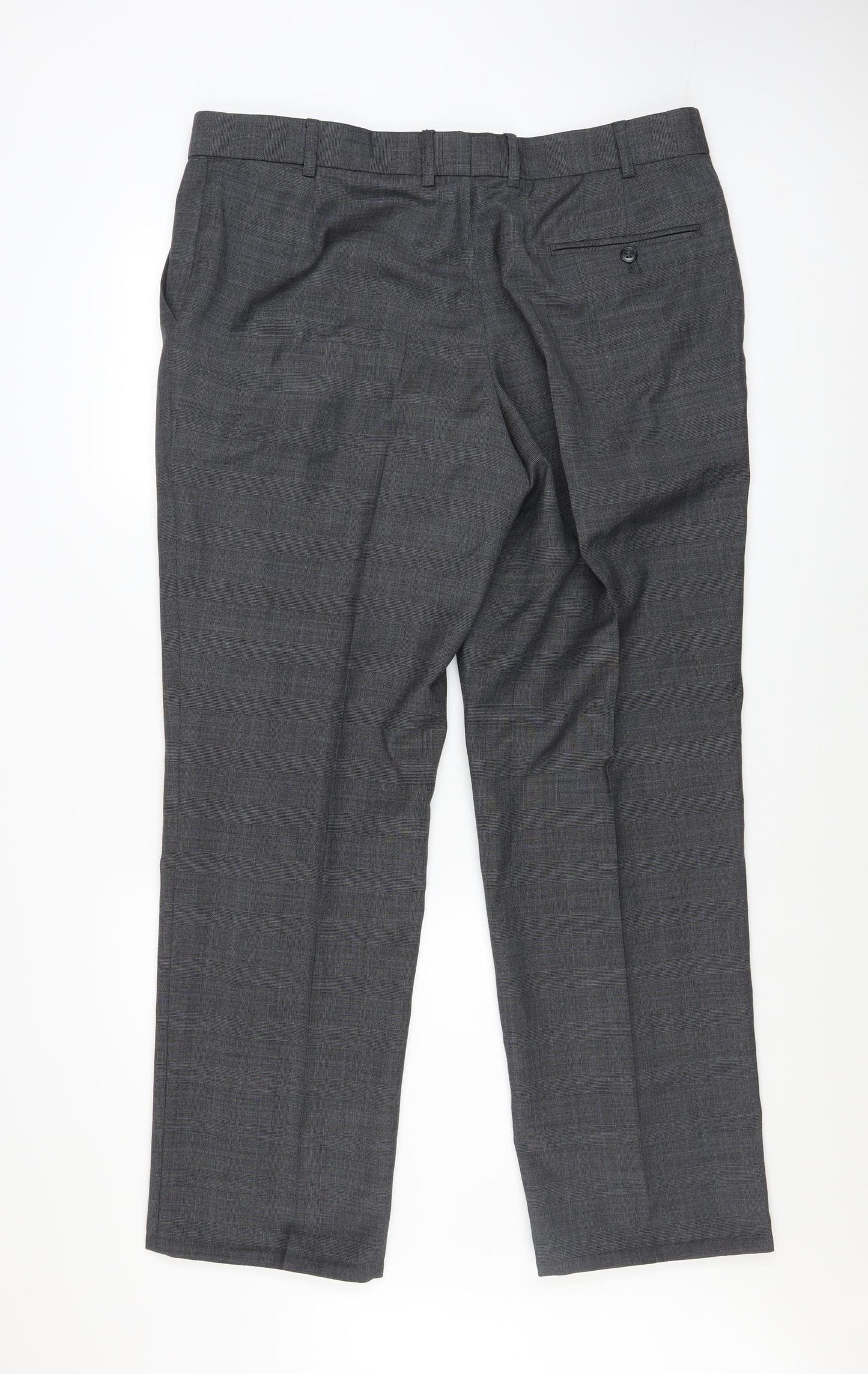 Karl Jackson Men's Grey Wool Regular Fit Dress Trousers 38in Waist
