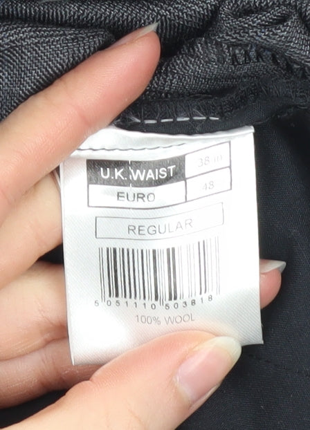 Karl Jackson Men's Grey Wool Regular Fit Dress Trousers 38in Waist