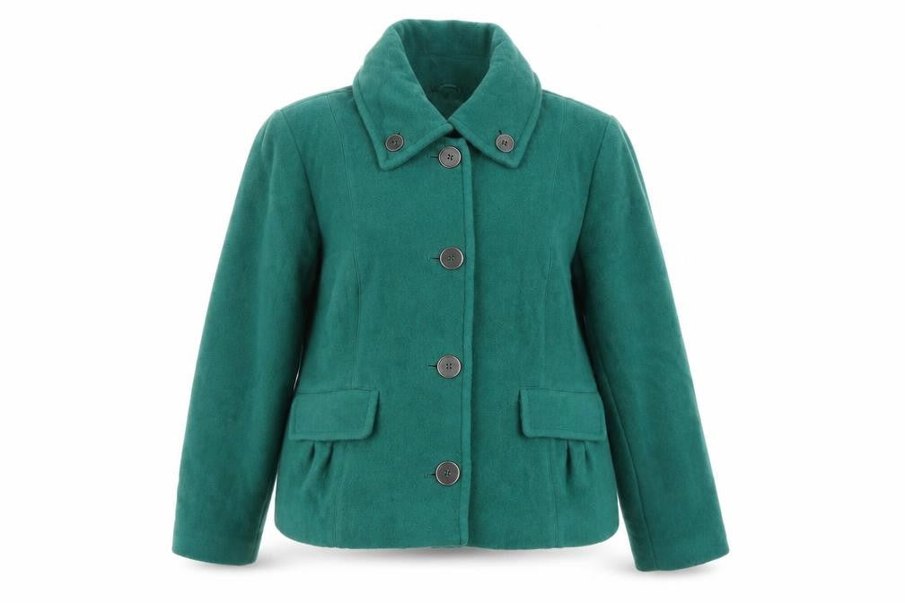 Marks & Spencer Women's Green Wool Blend Short Overcoat Size 18