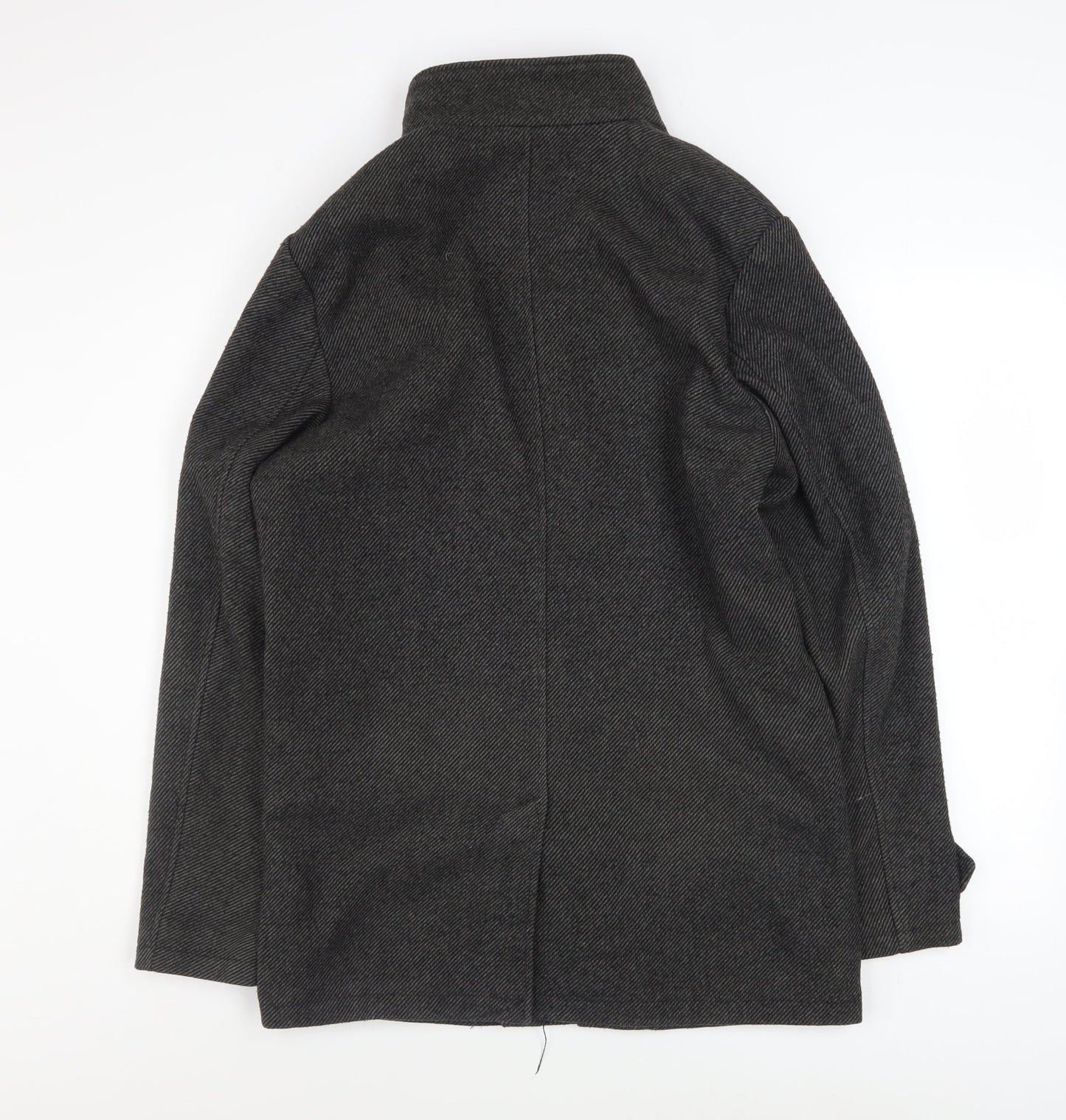 F&F Men’s Grey Herringbone Wool Blend Overcoat Size S