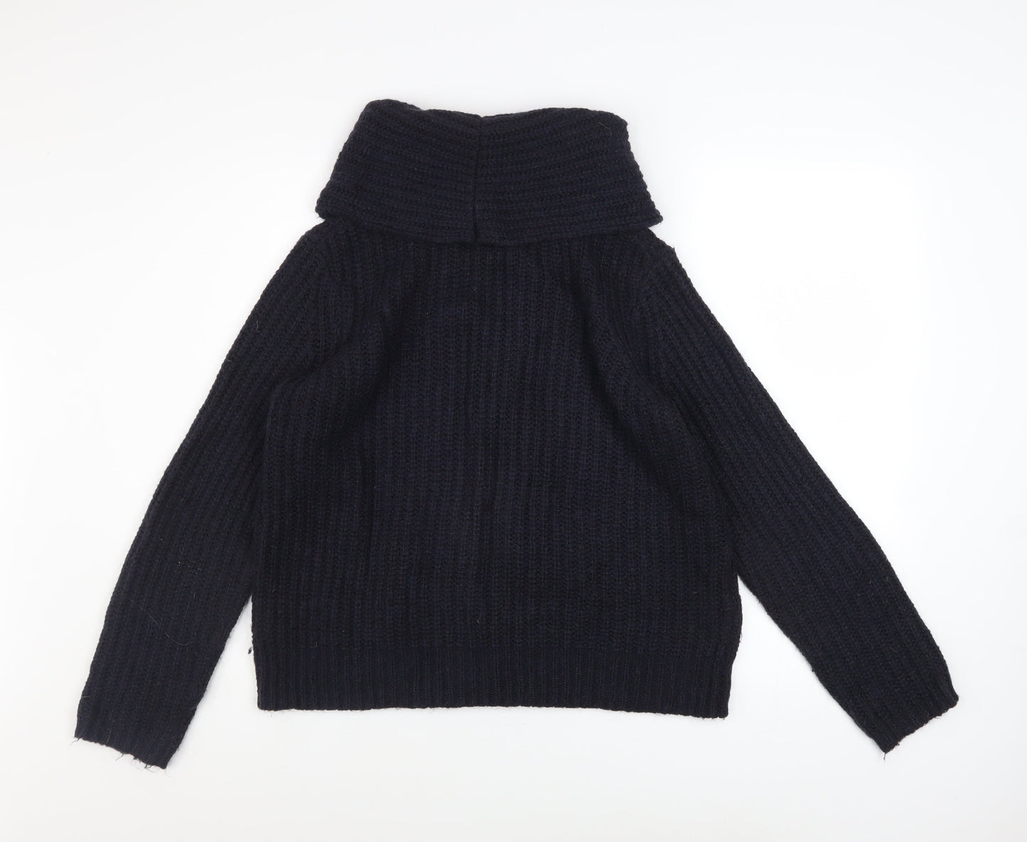 White Stuff Women’s Black Chunky Knit Cowl Neck Jumper Size 12