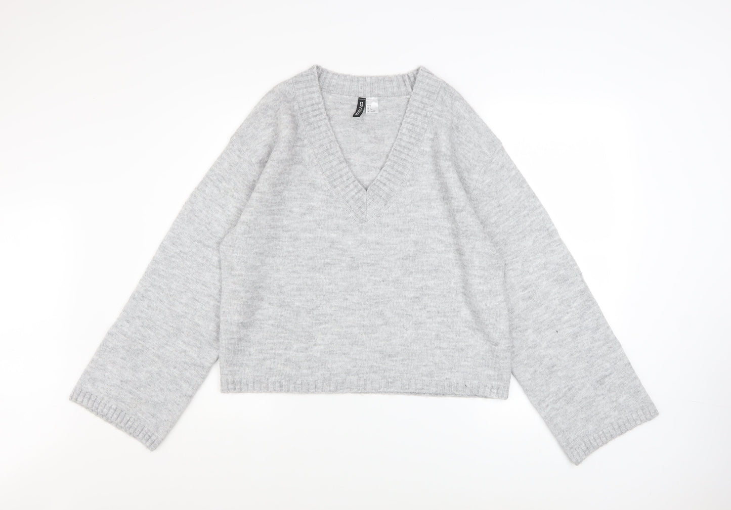 H&M Divided Women’s Grey V-Neck Knit Jumper Size S
