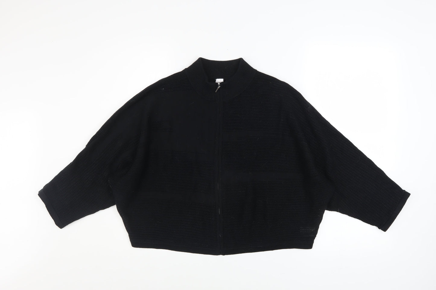 Wynne Collection Women's Black Knit Zip Short Relaxed Jacket Size S