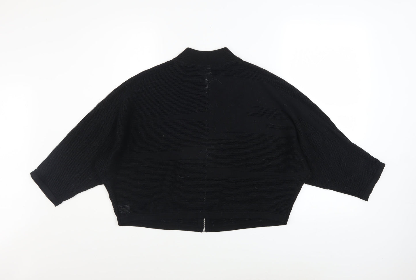 Wynne Collection Women's Black Knit Zip Short Relaxed Jacket Size S