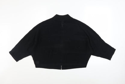 Wynne Collection Women's Black Knit Zip Short Relaxed Jacket Size S