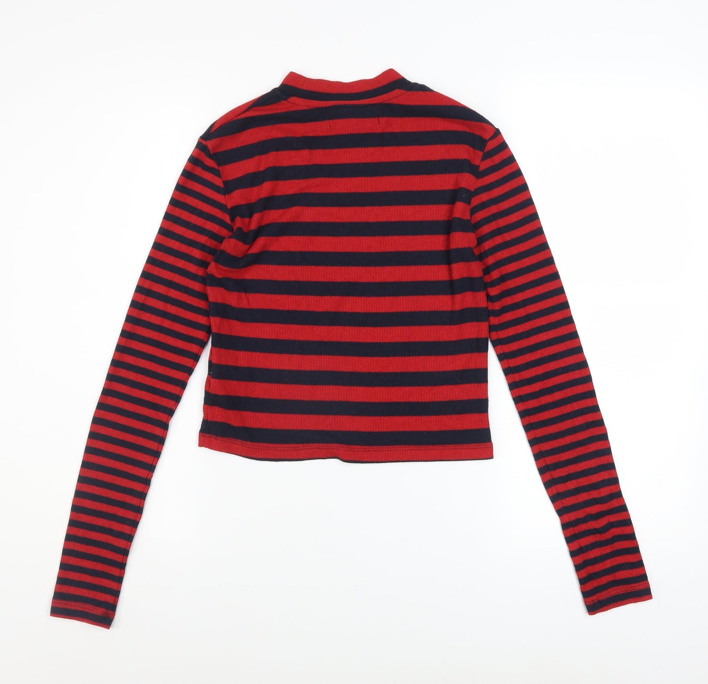 Superdry Women’s Red Striped Long Sleeve Cropped T-Shirt Size S