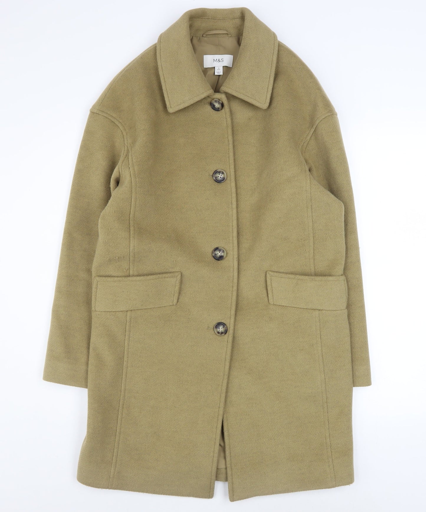 Marks and Spencer Women’s Beige Wool Blend Mid-Length Coat Size 8