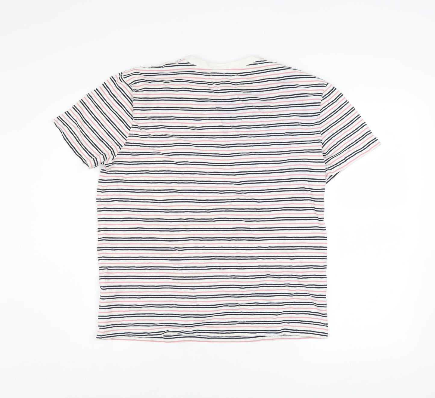 The Stronghold Men’s Multicoloured Striped Cotton Crew Neck T-Shirt M