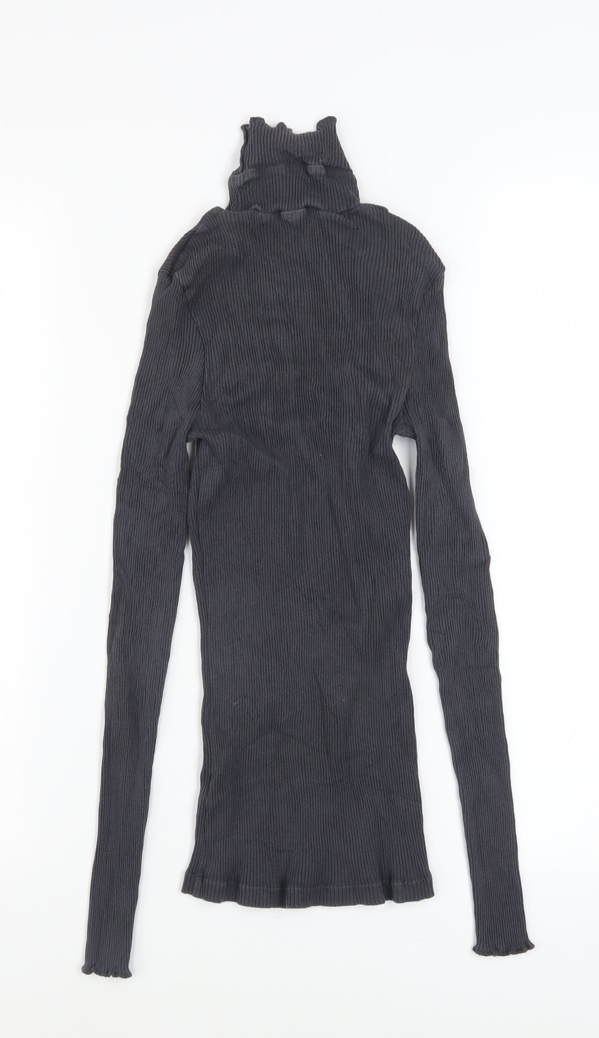 Fat Face Women’s Grey Roll Neck Long Sleeve Ribbed Top Size 10