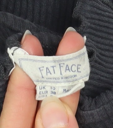 Fat Face Women’s Grey Roll Neck Long Sleeve Ribbed Top Size 10