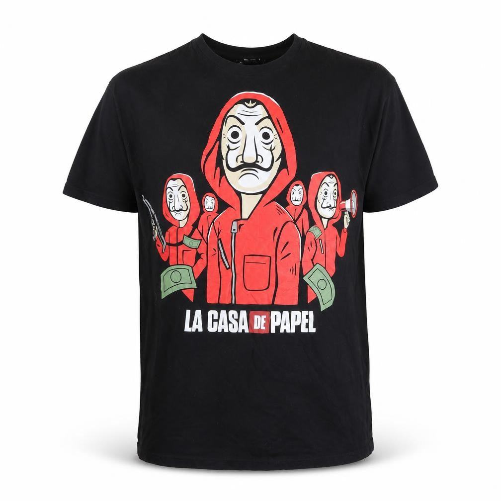 FB Sister La Casa De Papel Black Graphic Print Men's L T-Shirt