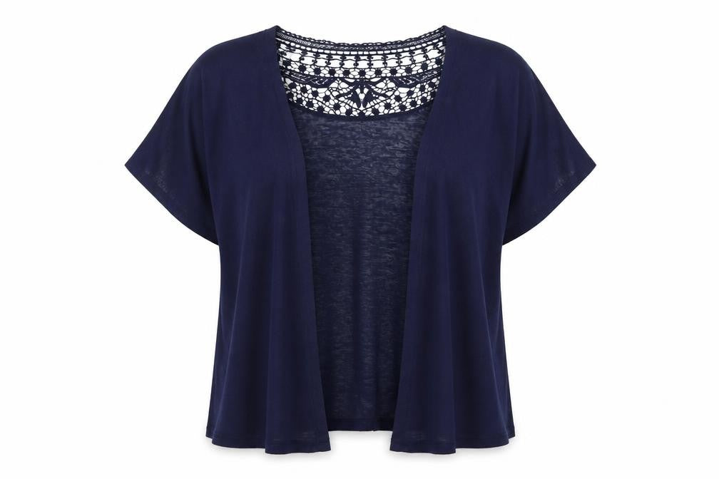 Dorothy Perkins Women’s Blue Crochet Open Knit Cardigan M
