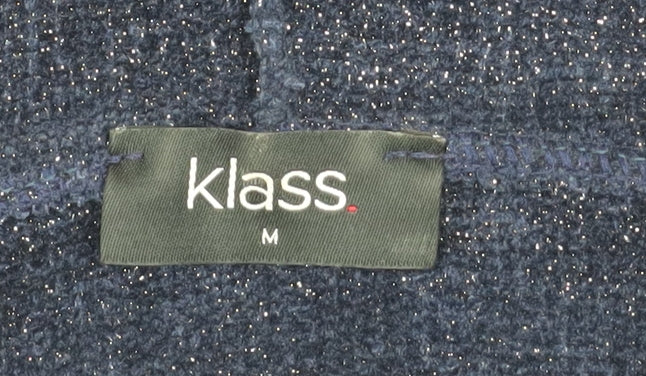 Klass Women Navy Blue Hooded Pullover Sweatshirt Size M Polyester Blend
