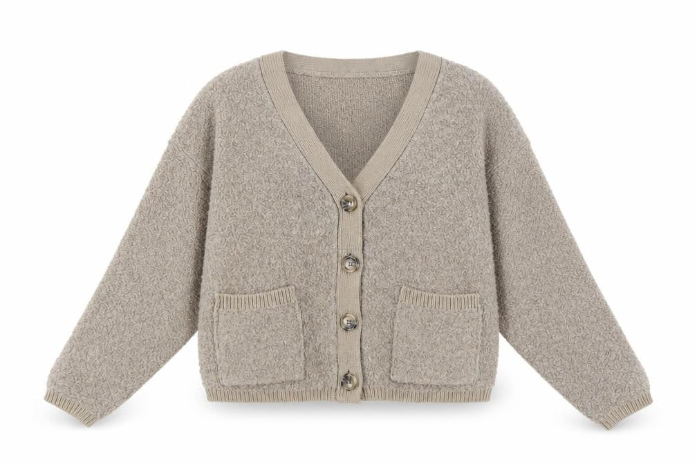 Marks & Spencer Women Beige L V-Neck Button Knit Cardigan Jumper