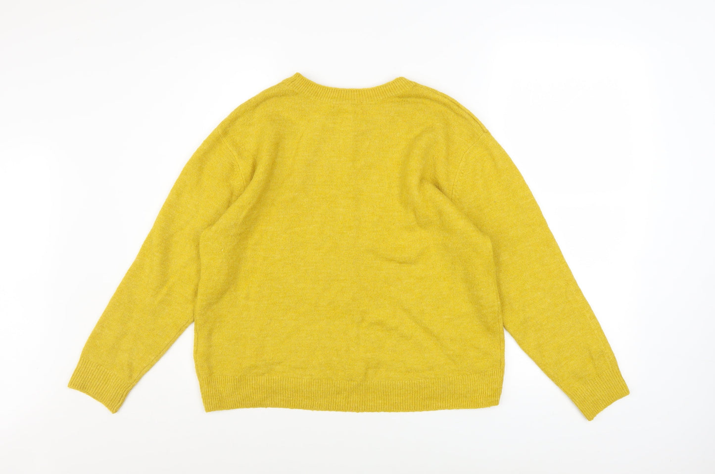 H&M Women Yellow Wool Blend Crew Neck Long Sleeve Jumper Size S