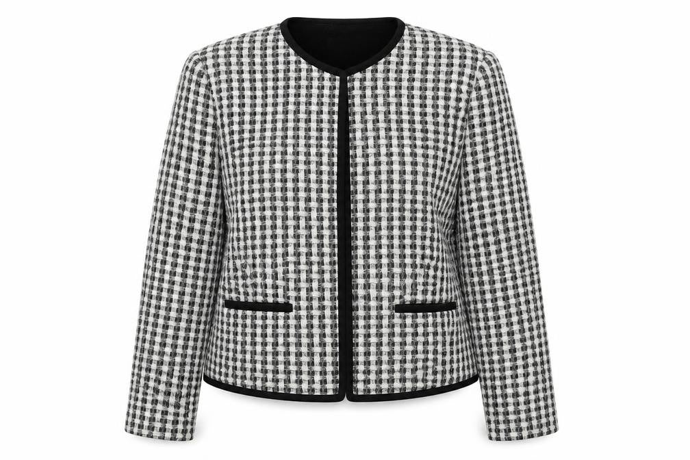 Marks & Spencer Women's Black Check Tweed Blazer Size 14