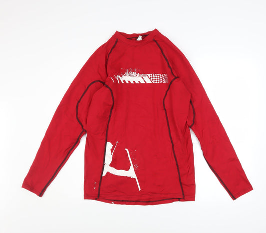 Decathlon Men's Red Long Sleeve Ski Base Layer Top M