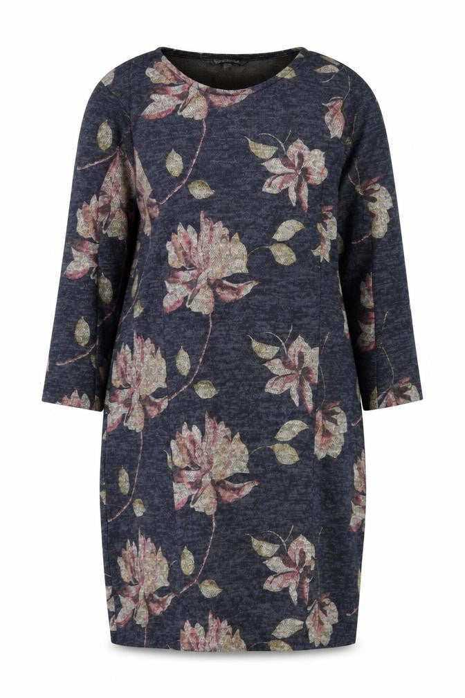 Bonmarché Women Blue Floral Shift Dress Size 12 3/4 Sleeve