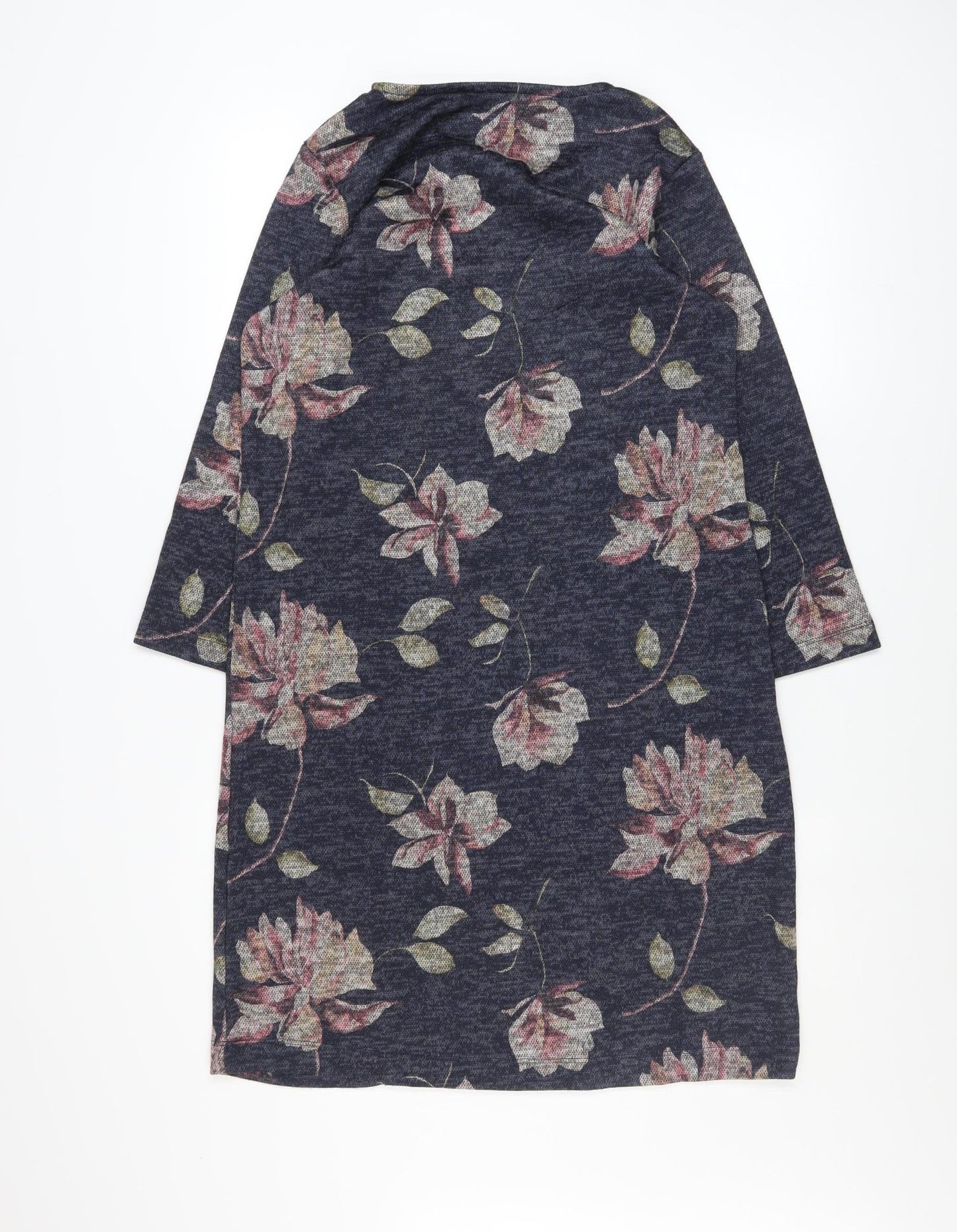 Bonmarché Women Blue Floral Shift Dress Size 12 3/4 Sleeve
