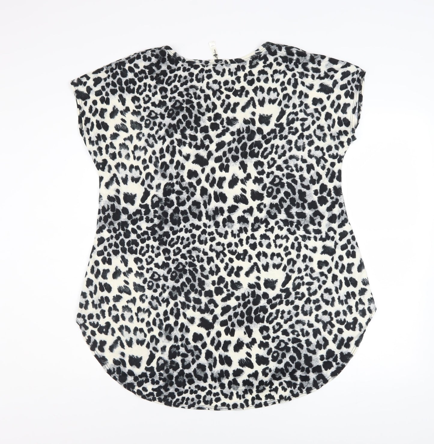 Cool Melon Womens Black Leopard Print Short Sleeve Basic T-Shirt L