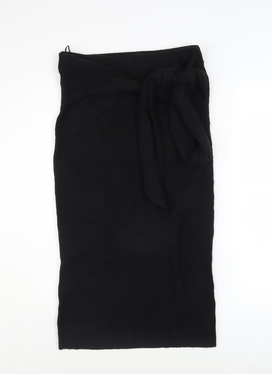 Great Plains Women Black Size 10 Knit Wrap Midi Skirt