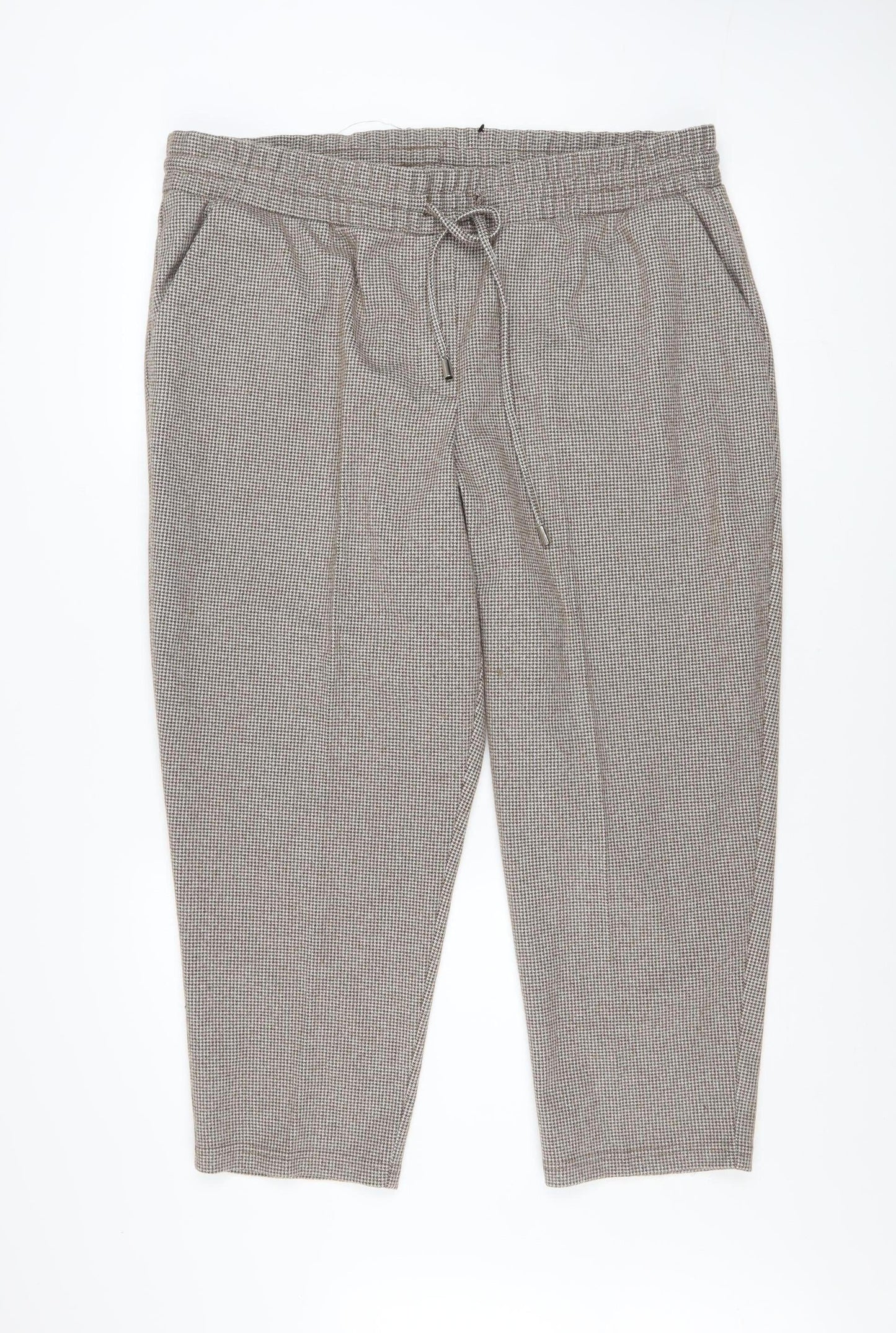 Bonmarché Women's Brown Check Cropped Trousers Size 20