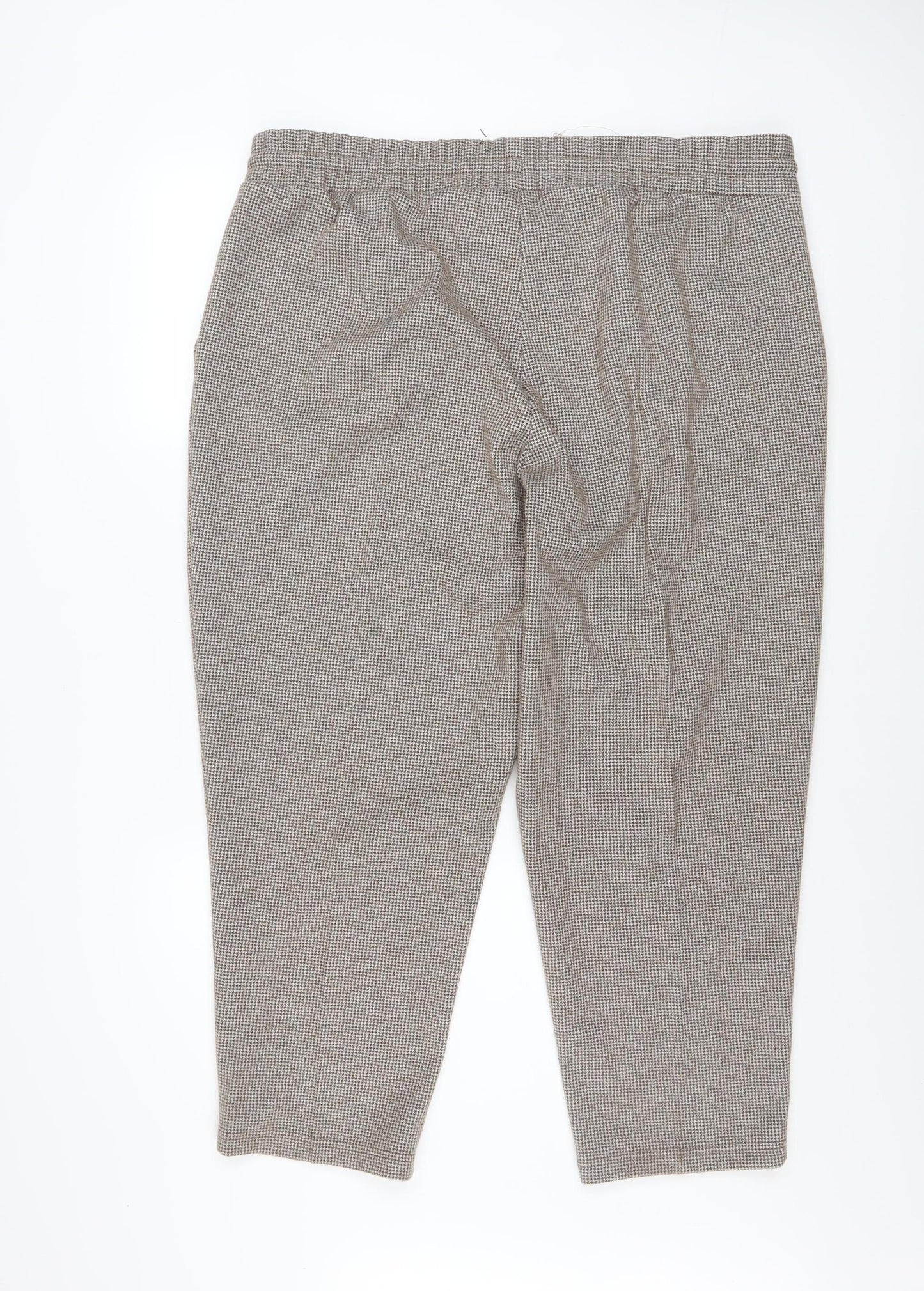 Bonmarché Women's Brown Check Cropped Trousers Size 20