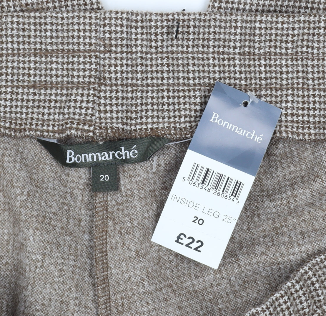 Bonmarché Women's Brown Check Cropped Trousers Size 20