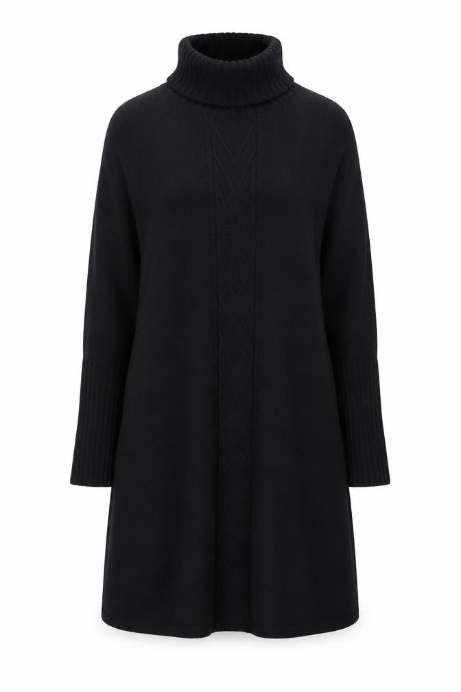 Windsmoor Women Black Wool Blend Roll Neck Jumper Dress Size S