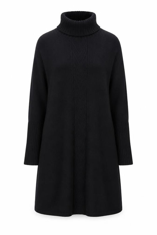 Windsmoor Women Black Wool Blend Roll Neck Jumper Dress Size S