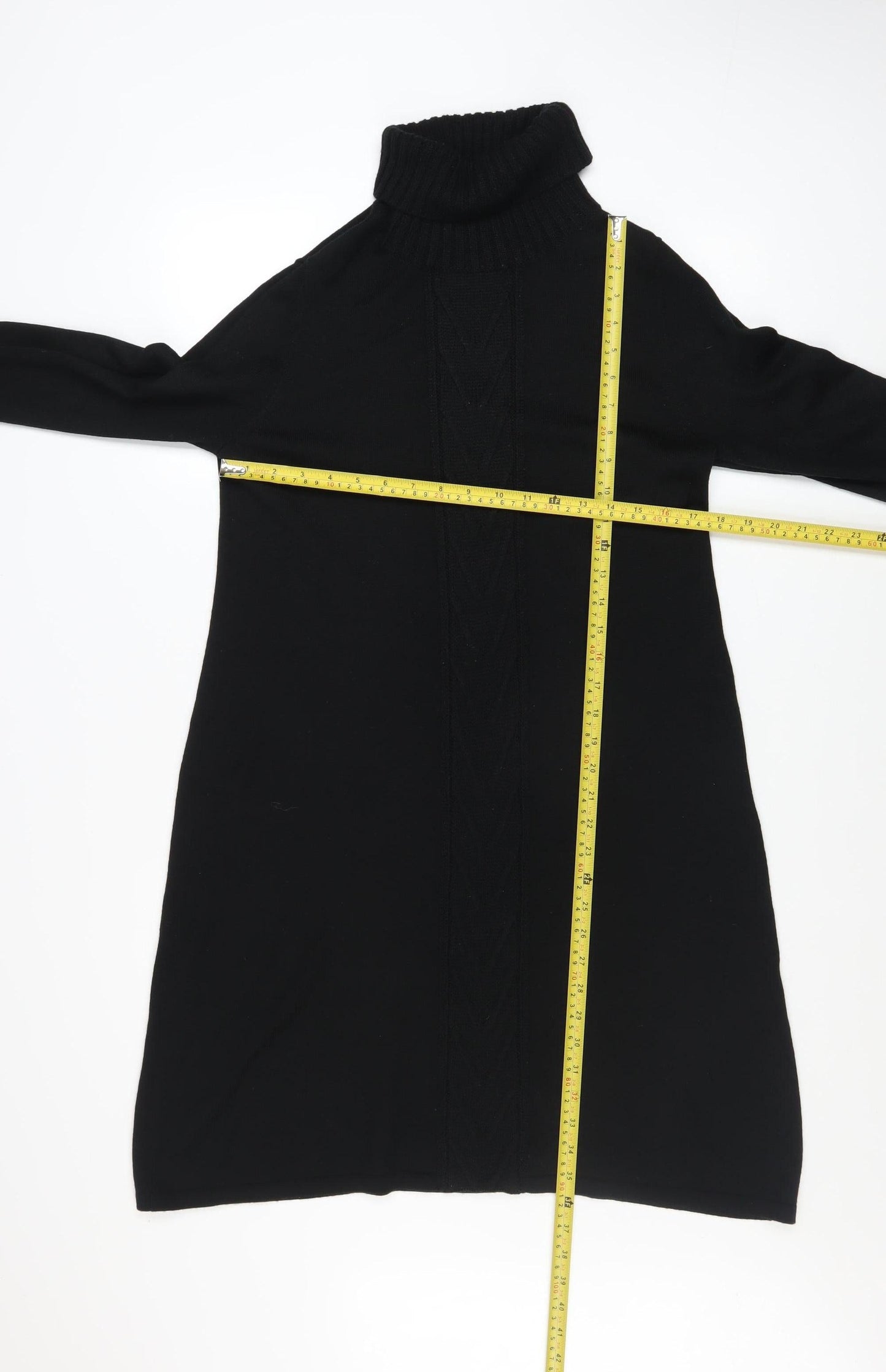 Windsmoor Women Black Wool Blend Roll Neck Jumper Dress Size S
