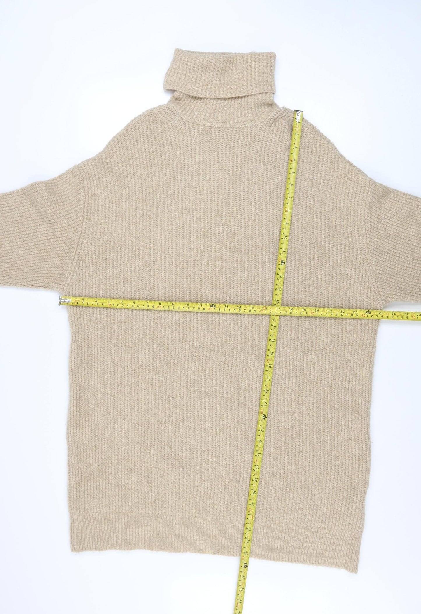 Stradivarius Women Beige XS Roll Neck Long Sleeve Jumper Dress
