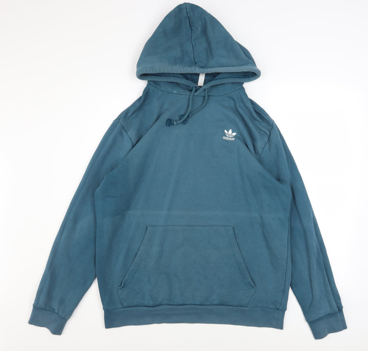 Adidas Mens Blue Pullover Hoodie L Cotton Classic Logo
