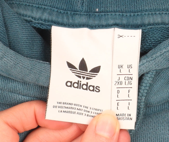 Adidas Mens Blue Pullover Hoodie L Cotton Classic Logo