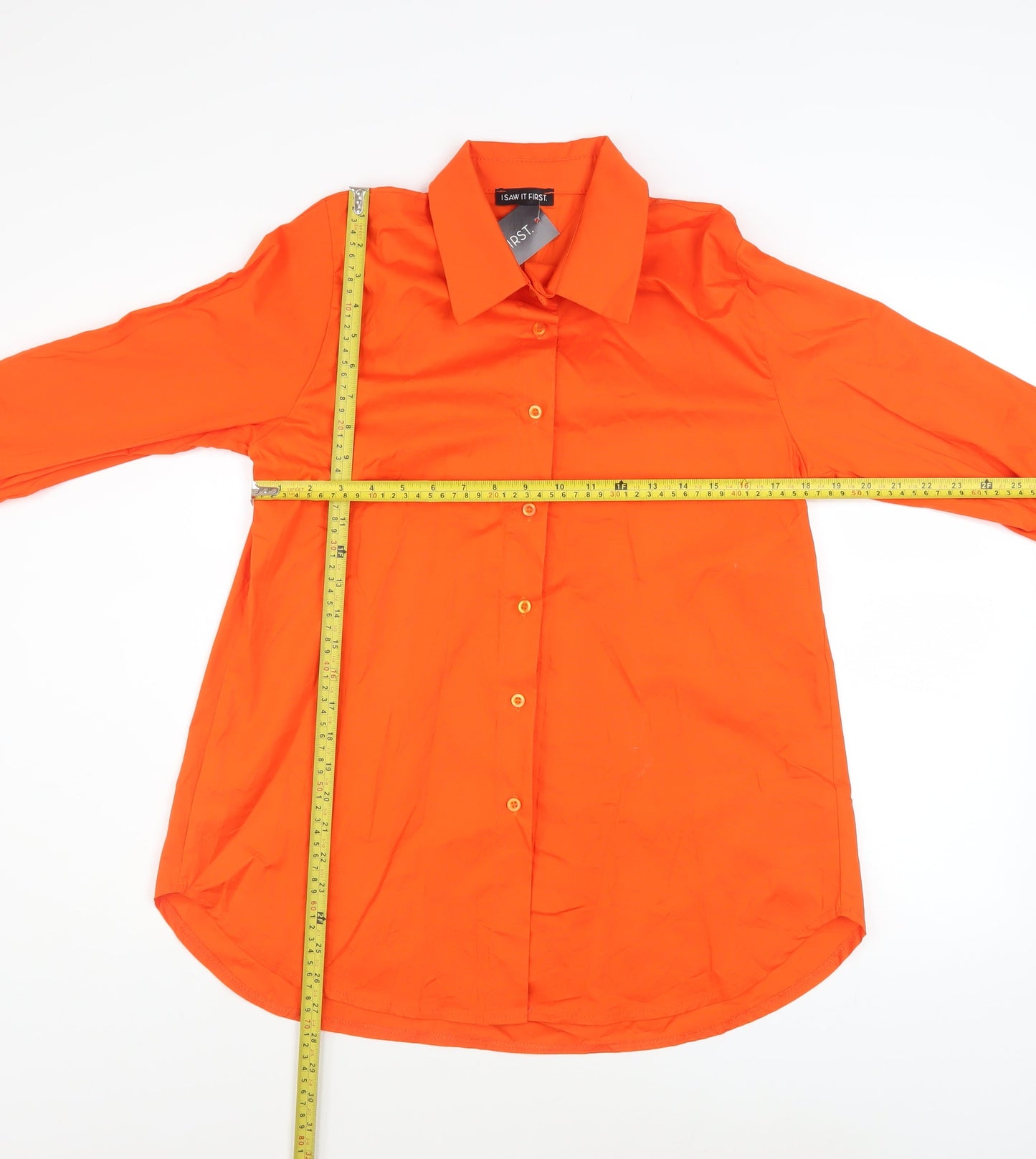 I Saw It First Women’s Orange Long Sleeve Button-Up Cotton Shirt Size 8