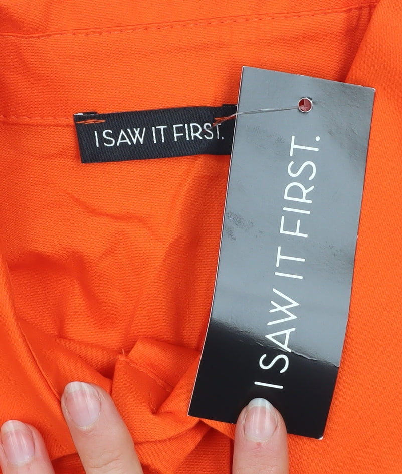 I Saw It First Women’s Orange Long Sleeve Button-Up Cotton Shirt Size 8