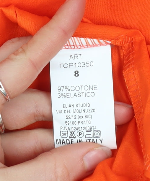 I Saw It First Women’s Orange Long Sleeve Button-Up Cotton Shirt Size 8