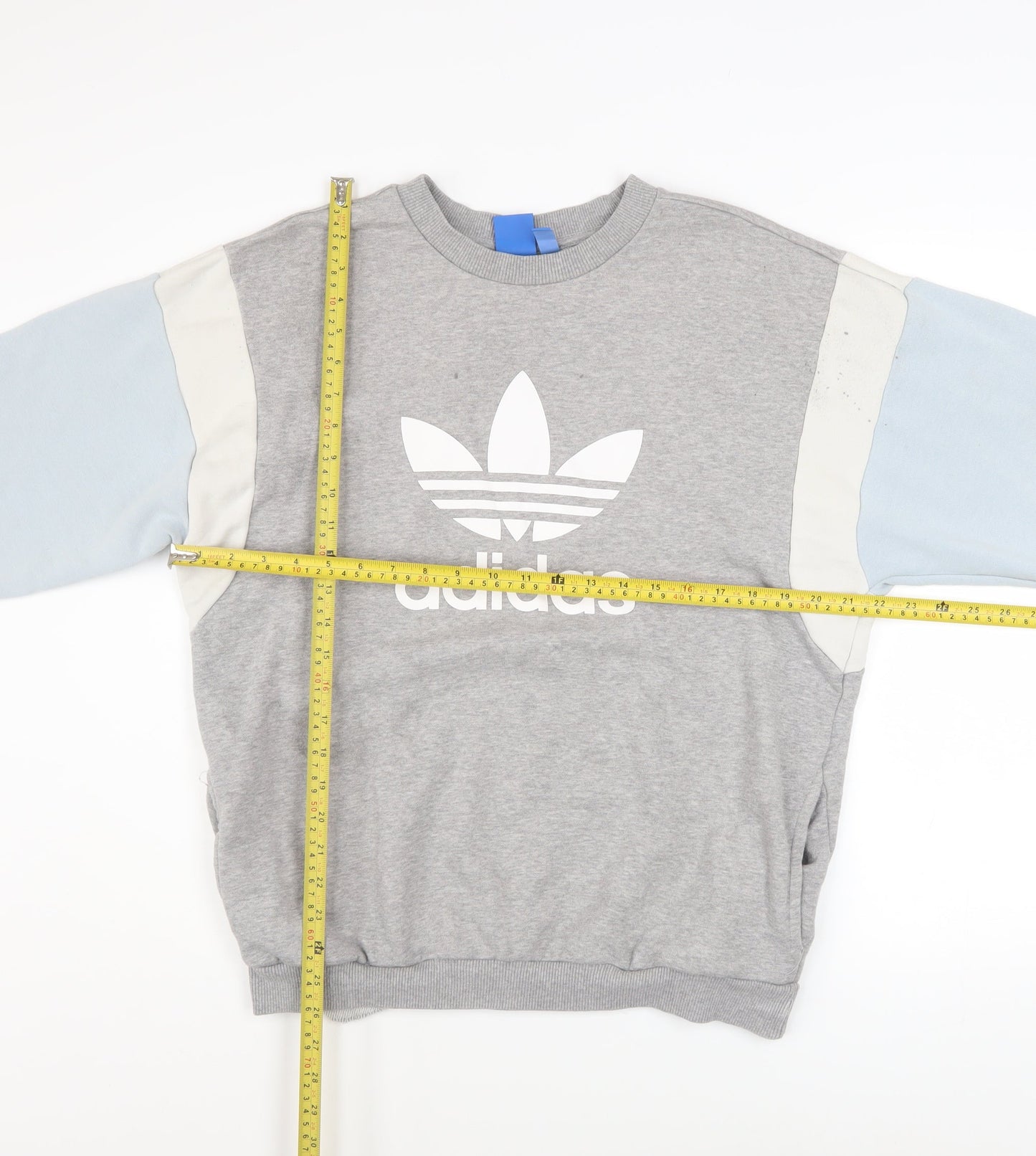 Adidas Women Grey Colourblock Crew Neck Pullover Sweatshirt UK 14