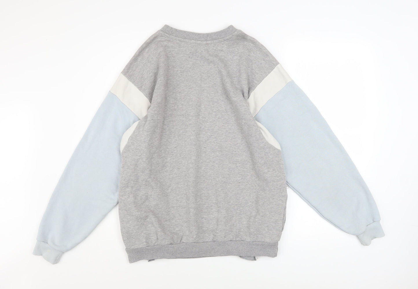Adidas Women Grey Colourblock Crew Neck Pullover Sweatshirt UK 14