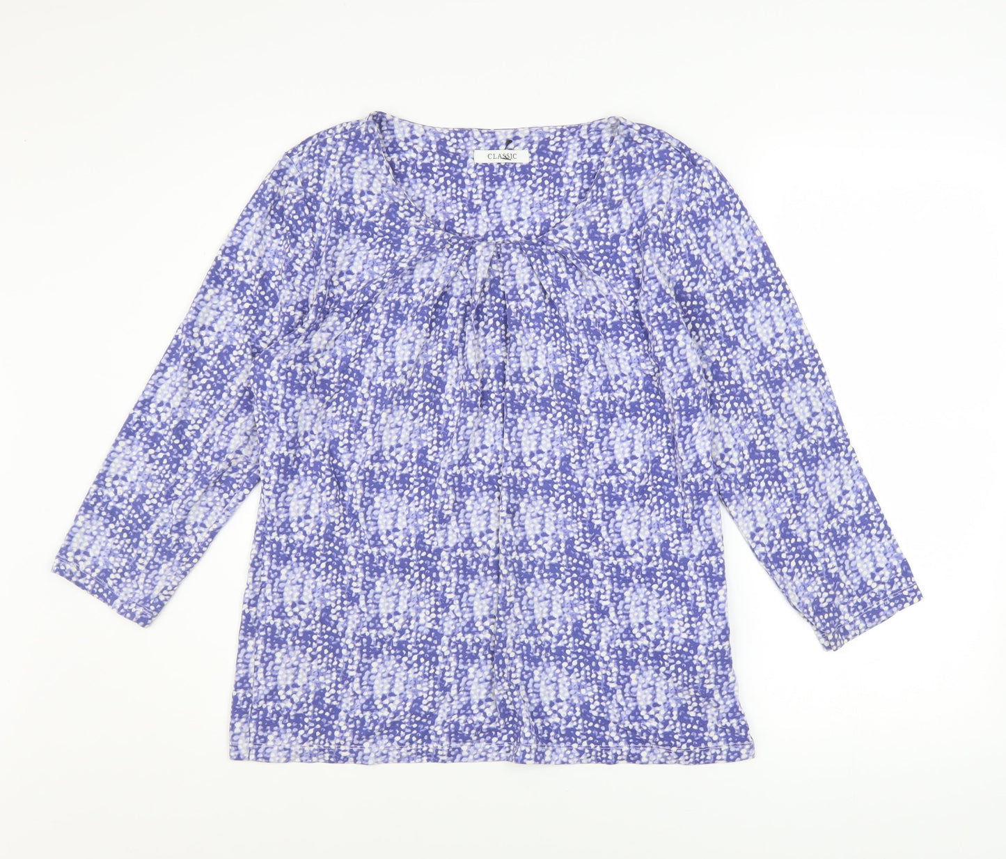 Marks and Spencer Womens Blue Geometric Viscose 3/4 Sleeve Blouse Size 12