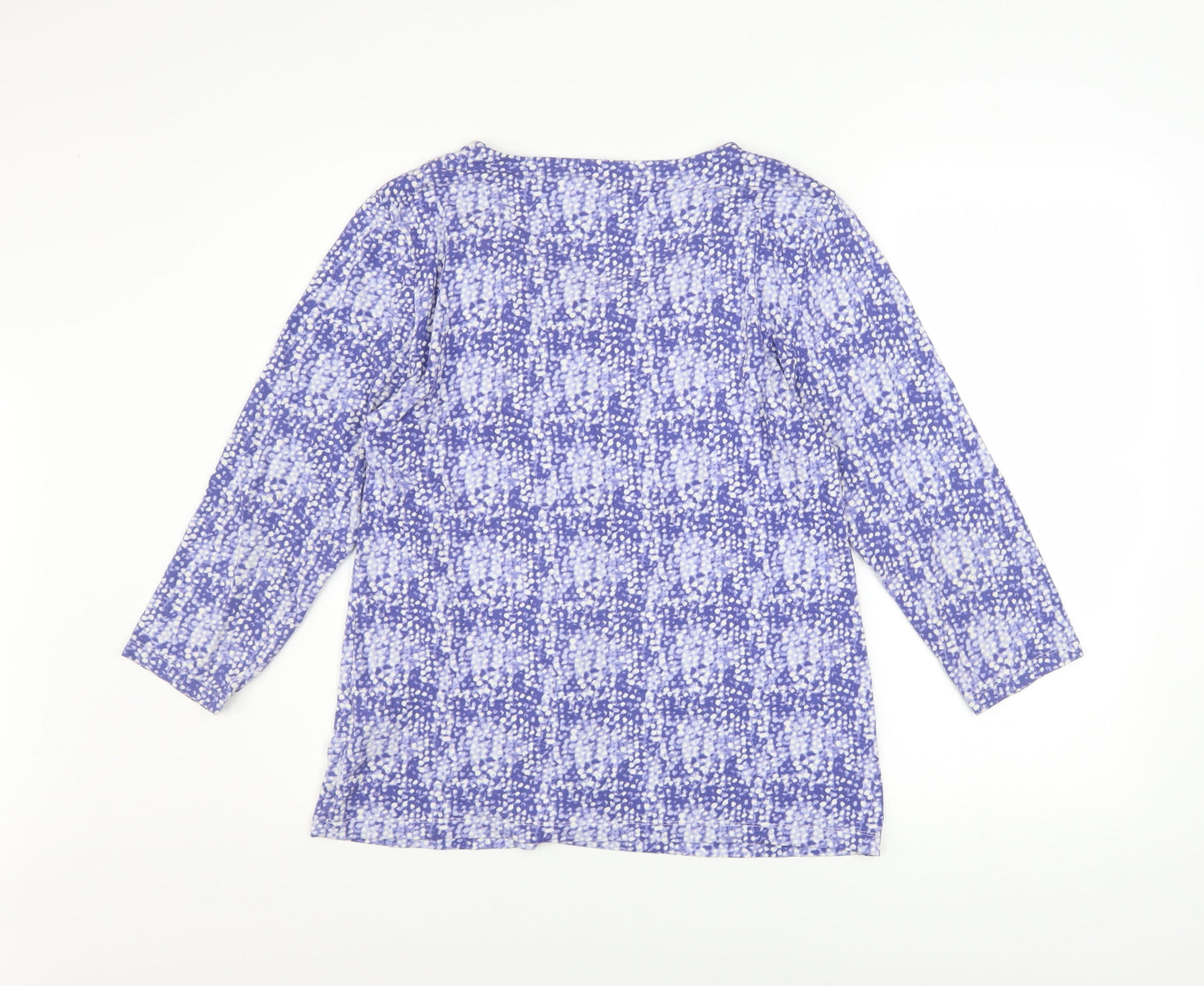 Marks and Spencer Womens Blue Geometric Viscose 3/4 Sleeve Blouse Size 12