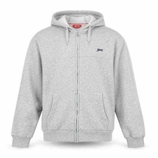 Slazenger Men's Grey L Basic Hooded Zip Jacket Fleece Lined