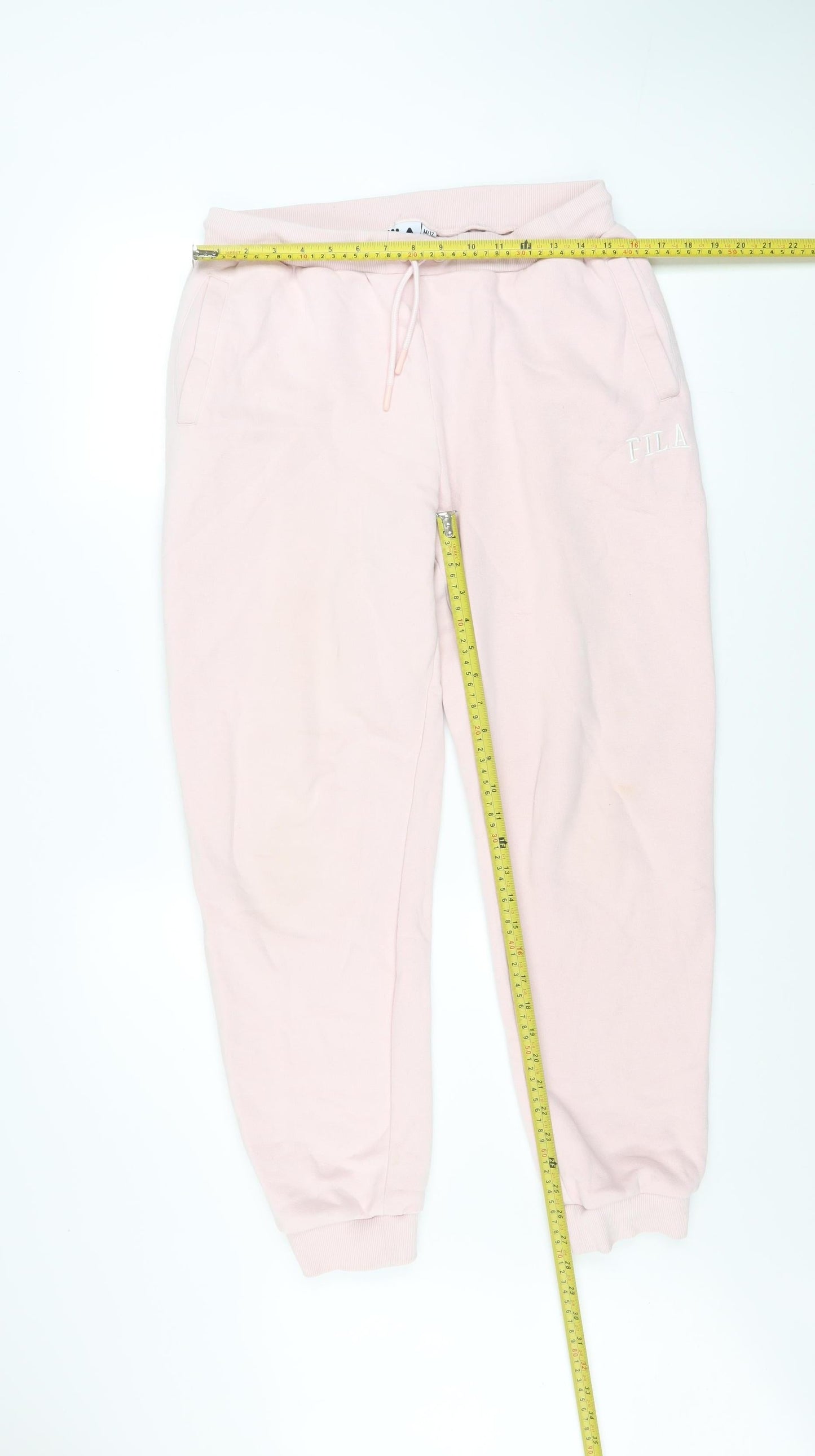 FILA Womens Pink Jogger Sweatpants Size 12 Cotton Blend Tapered Fit