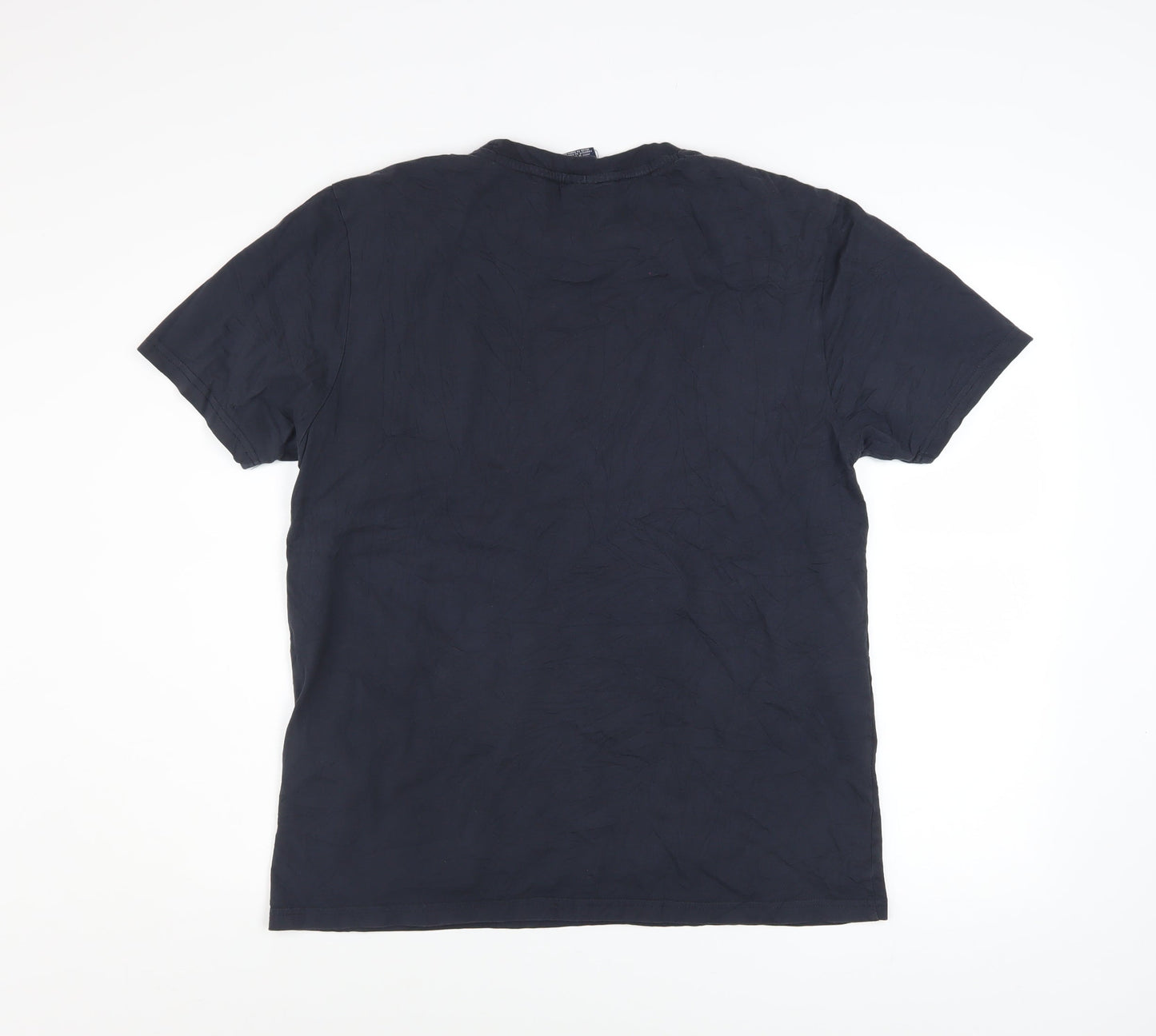 Champion Men Blue Crew Neck Short Sleeve Regular Fit T-Shirt Size L