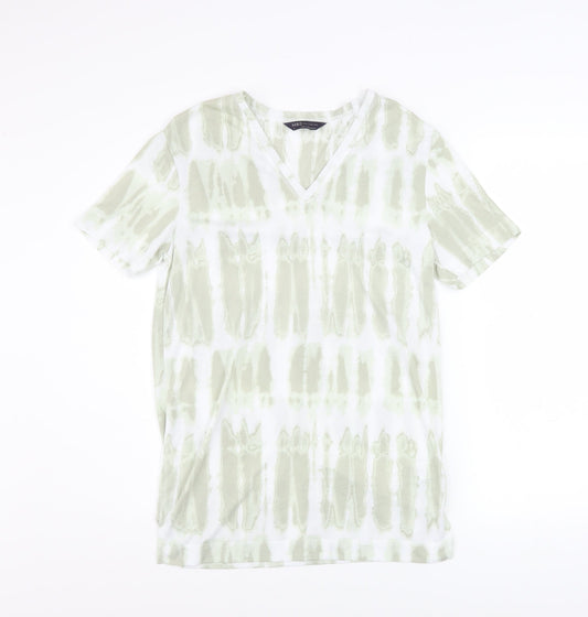 Marks and Spencer Womens Green Tie-Dye V-Neck Short Sleeve T-Shirt Size 6